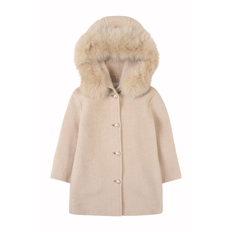 Bobble Babies 보블베이비 :  Aline hooded cashmere coat - Oatmeal