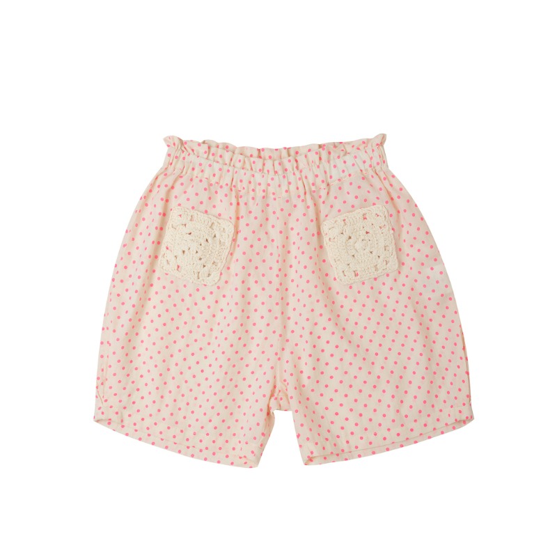 KIDSAGOGO 키자고고 : Crochet pocket Short - polkadot vivid pink
