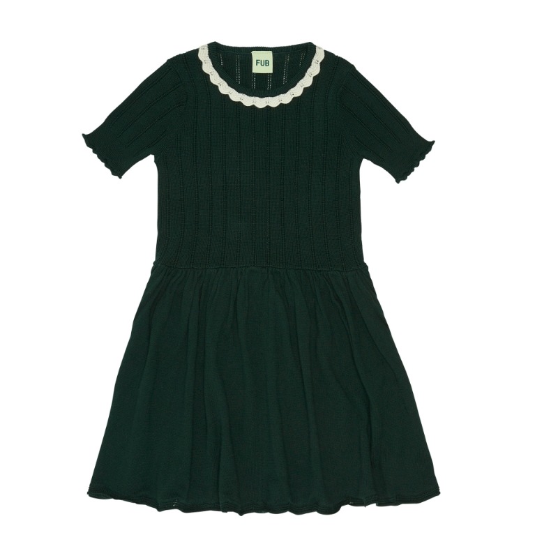FUB 퍼브키즈 :  Pointelle Dress -  deep green LAST 130