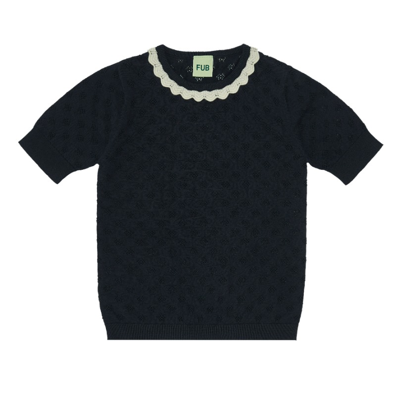 FUB 퍼브키즈 : Pointelle T-Shirt  -  dark navy 100~130
