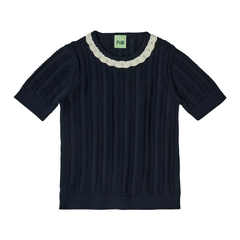 FUB 퍼브 :  Pointelle T-Shirt (2124 SS dark navy 90, 110, 130